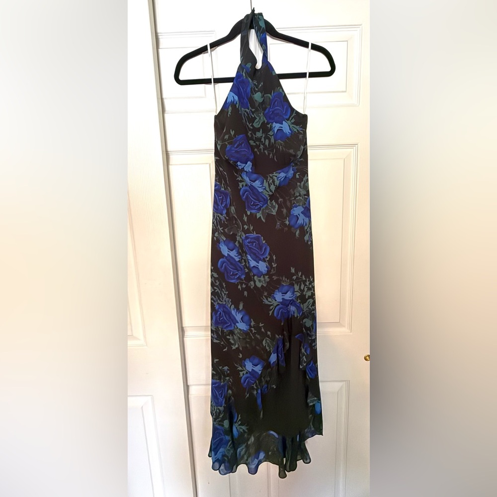 Floral Blue and Black Women's Dress